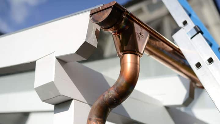 High-end copper gutters with a seamless design for residential properties in Katy